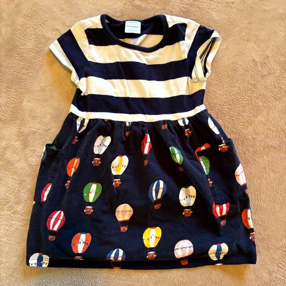 Hanna Andersson Hot Air Balloon Dress + Dino Unicorn Dress Bundle | 3T | 100% Co - Picture 2 of 11